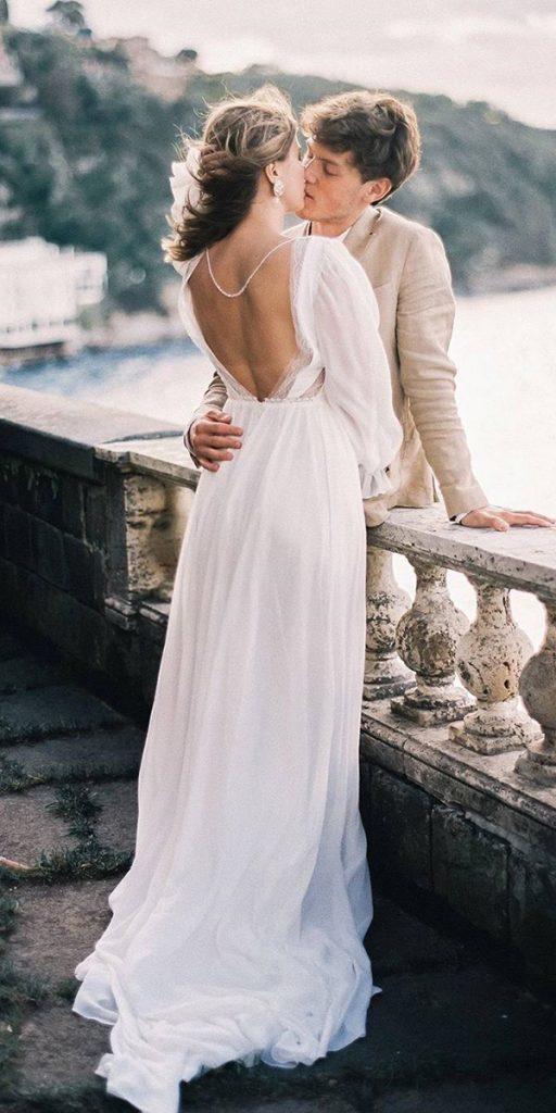 simple wedding dresses with sleeves a line backless with long sleeves magnoliarouge