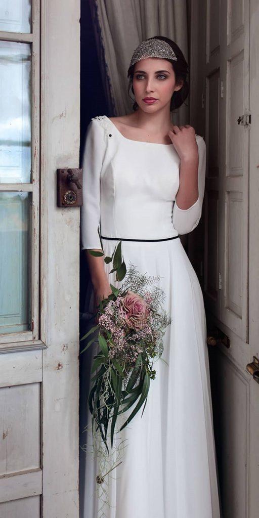 vintage wedding dresses with sleeves simple sheath gatsy cayetanaferrer