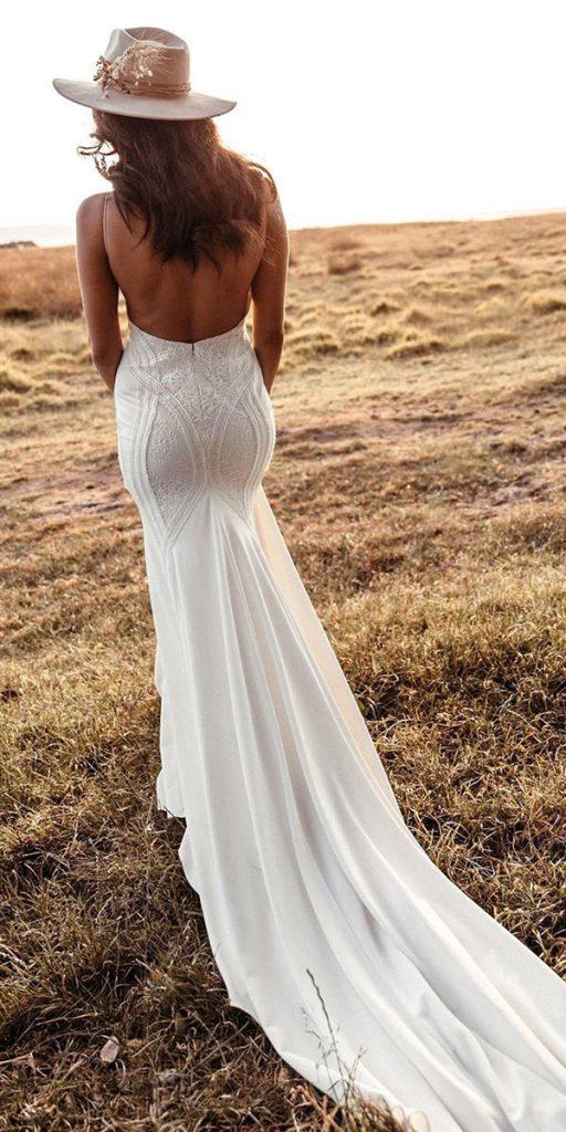 barnyard wedding dresses fit and flare backless with train rustic loversxsociety