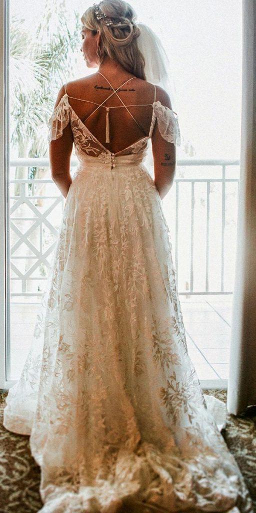 bohemian wedding dresses a line x cross back rustic lukedrummer