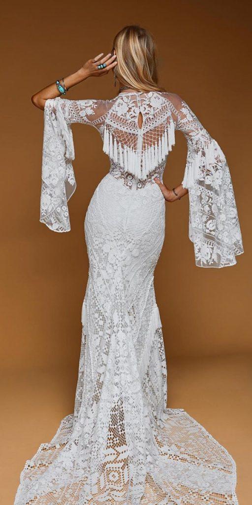 bridal gowns with sleeves boho sheath lace ruedeseinebridal