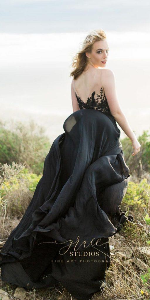 gothic wedding dresses a line black v back country grace studios