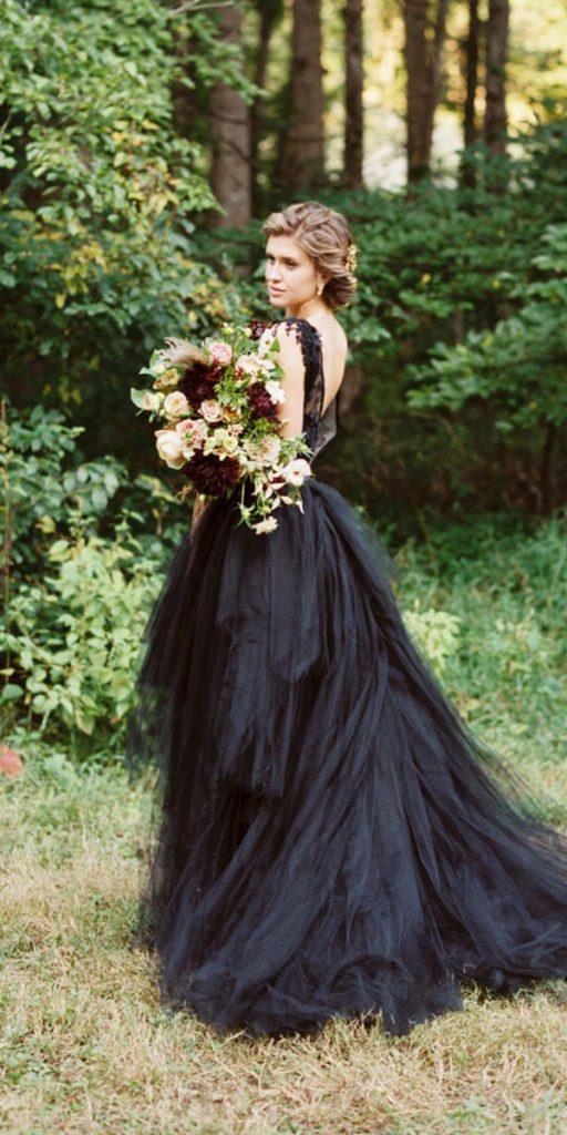 gothic wedding dresses ball gown v back ruffled stulle skirt claire la faye
