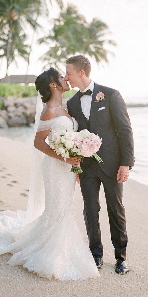 hawaiian wedding dresses mermaid off the shoulder lace beach kerryjeannephoto