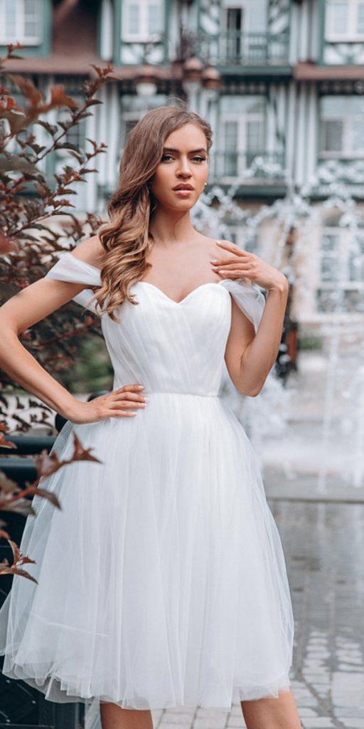 knee length wedding dresses simple sweeetheart strapless neckline off the shoulder dream and dress