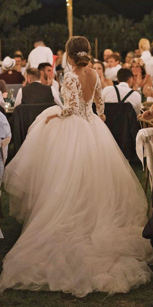 laceball gown wedding dresses lace top with sleeves tulle skirt visandco the spectacular now