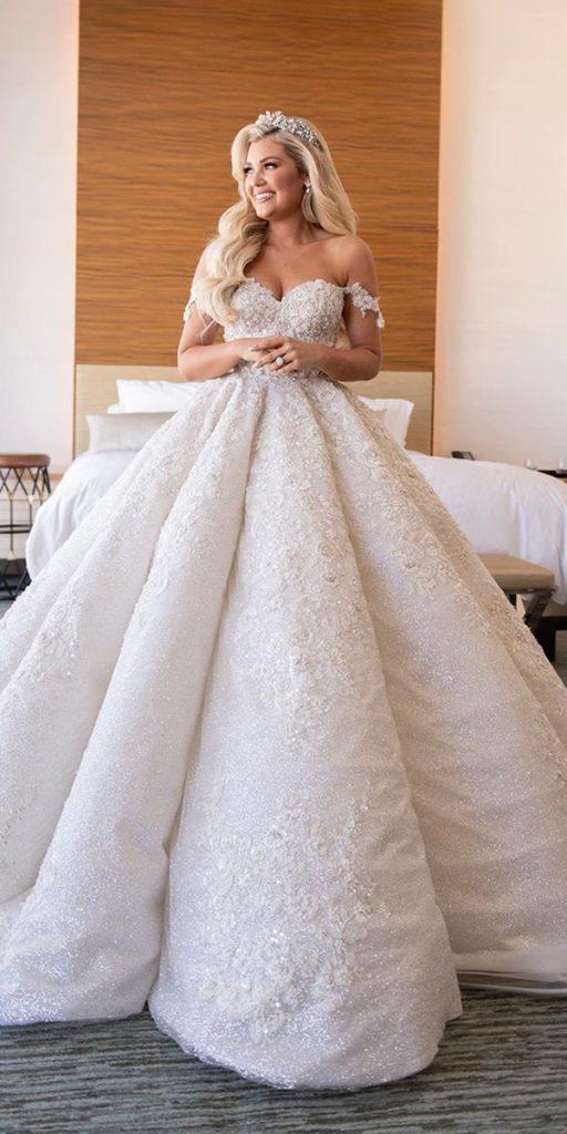 lace ball gown wedding dresses sweetheart neckline off the shoulder strapless galialahav