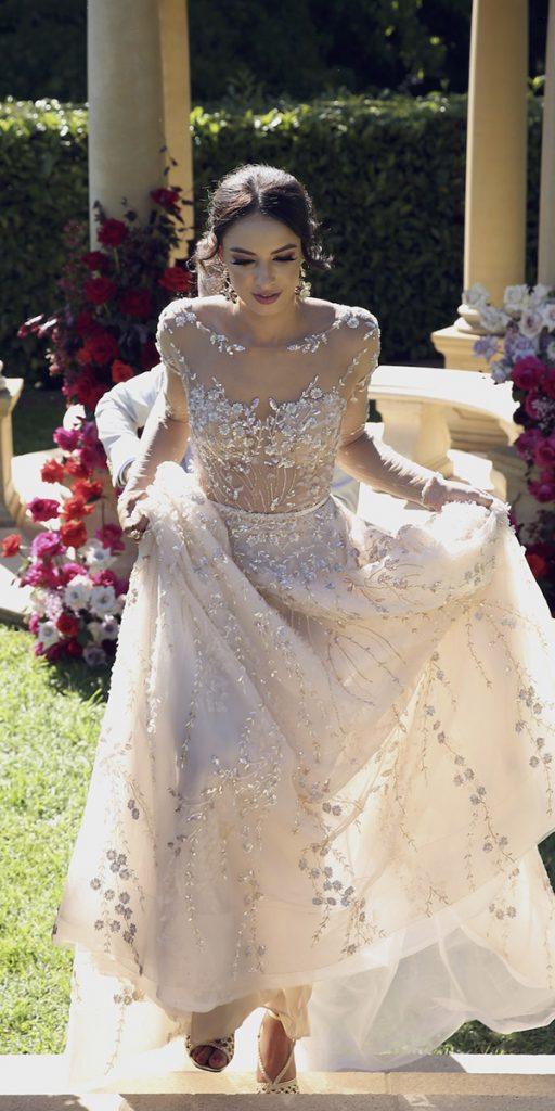lace boho wedding dresses a line with sleeves floral imagehausweddings