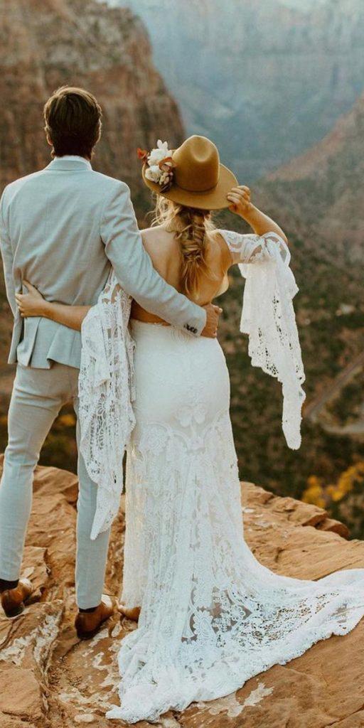 lace boho wedding dresses sheath with sleeves rustic rue de seine