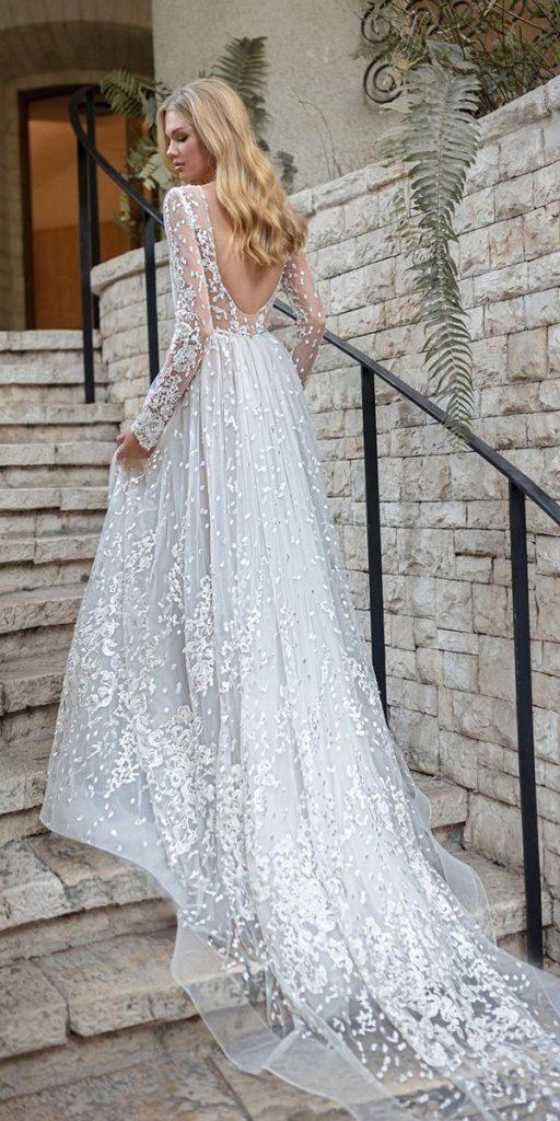  long sleeve wedding dresses a line v back illusion lace dumitrius dalia