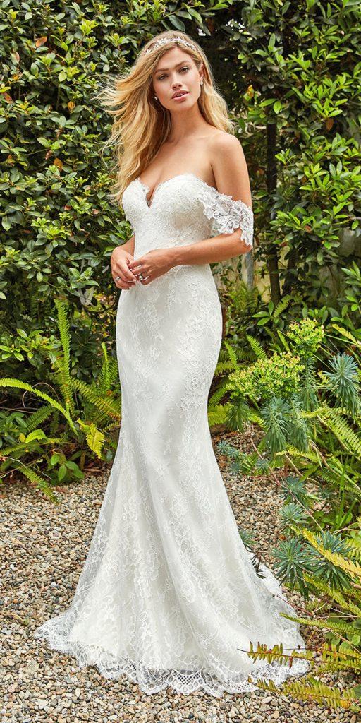 mermaid wedding dresses off the shoulder lace sweeteart neckline val stefani