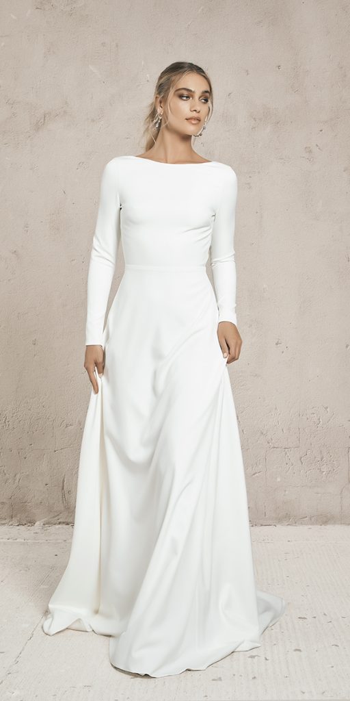 modest wedding dresses with sleeves a line simple vagabond