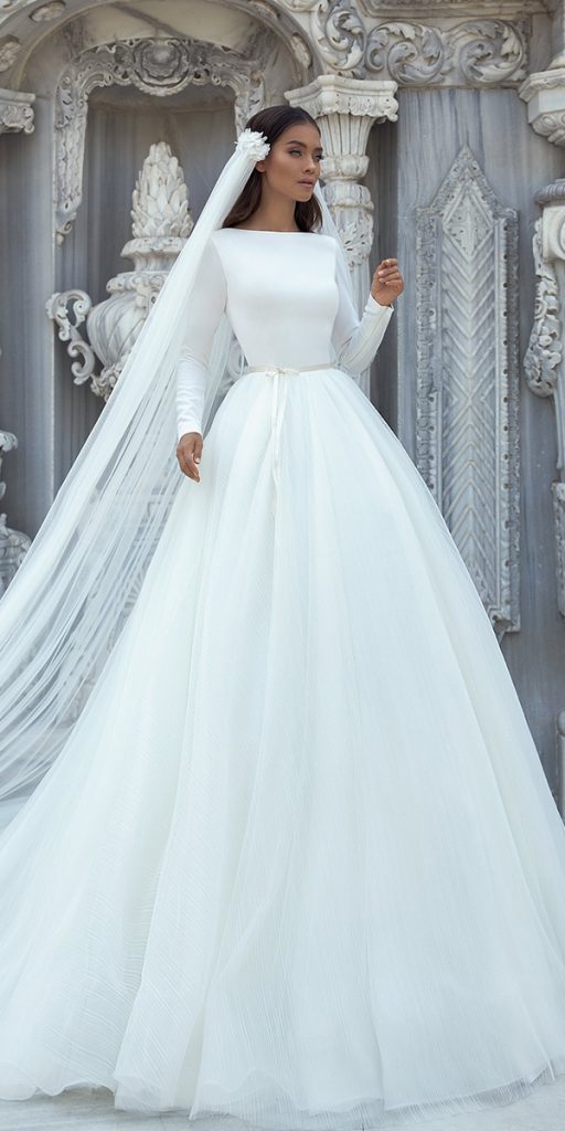 modest wedding dresses with sleeves ball gown simple with lucesposa