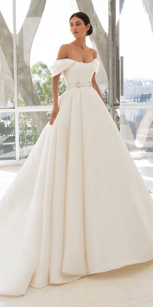 princess wedding dresses ball gown off the shoulder simple strapless neckline pronovias