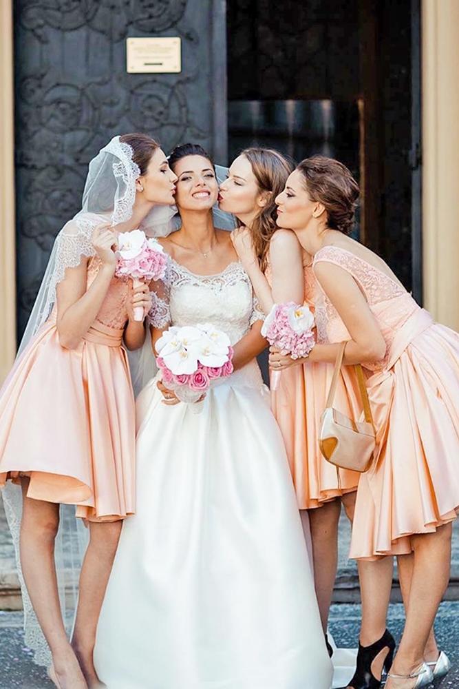short bridesmaids dresses peach with lace rustic rosa clara