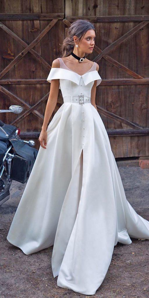 silk wedding dresses a line off the shoulder sweetheart neckline papilio