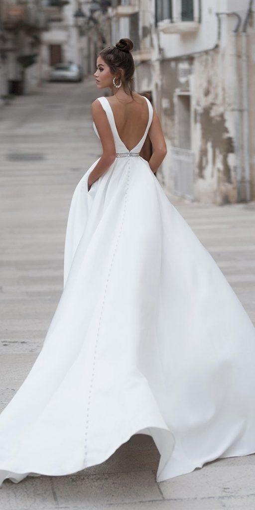 simple wedding dresses a line v back romantic navibluebridal