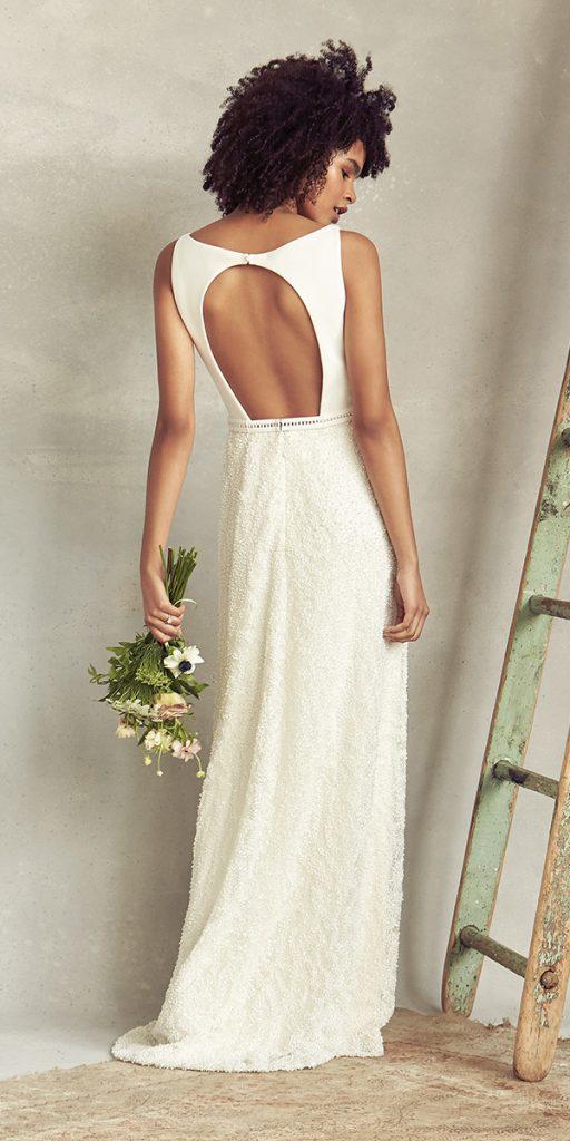 simple wedding dresses sheath open back with pearls savannah miller