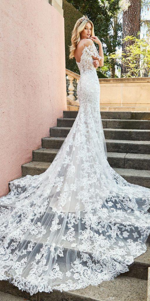trumpet wedding dresses full lace with train val stefani