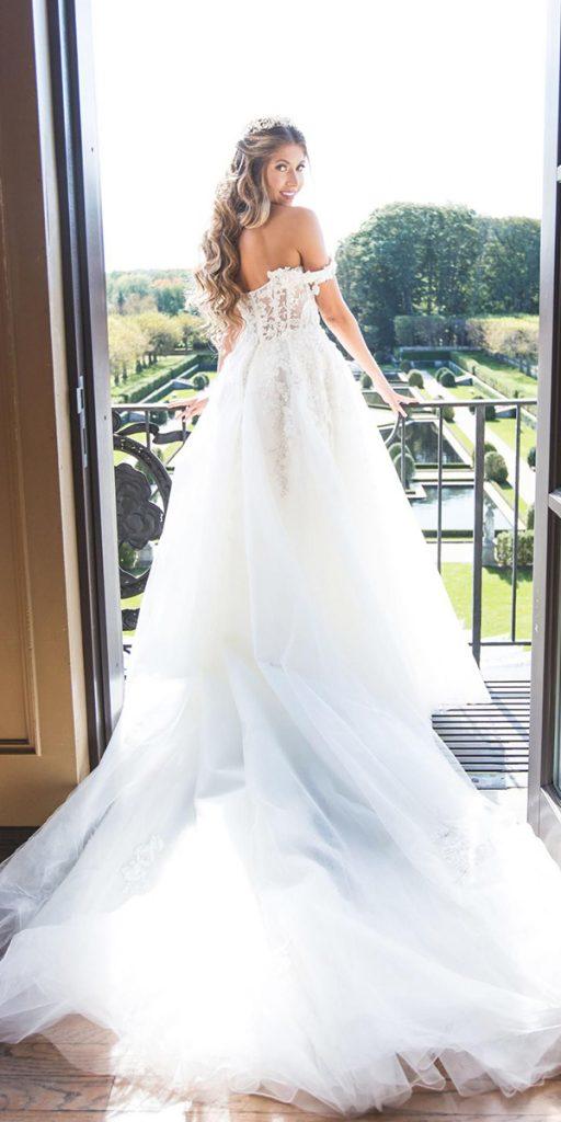 ball gown wedding dresses off the shoulder low back with train galia lahav