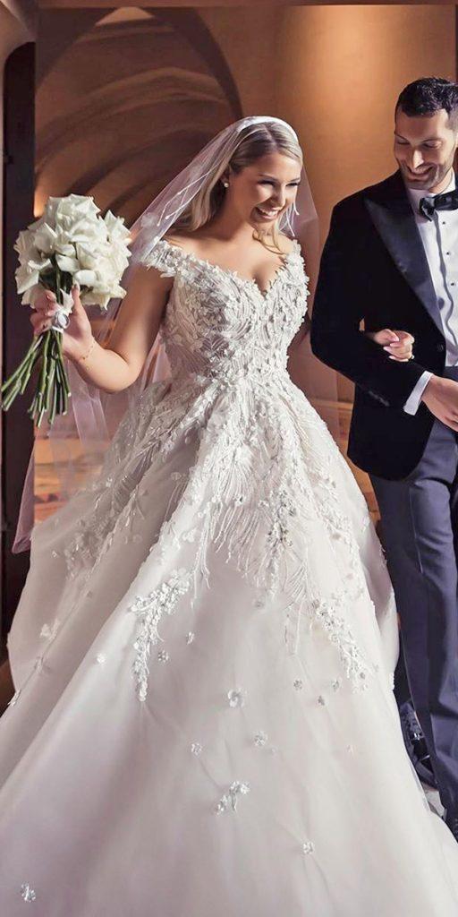 ball gown wedding dresses open back with long sleeves lace lussano