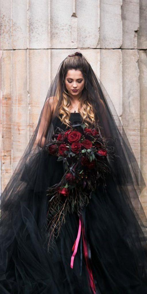 red and black wedding gown