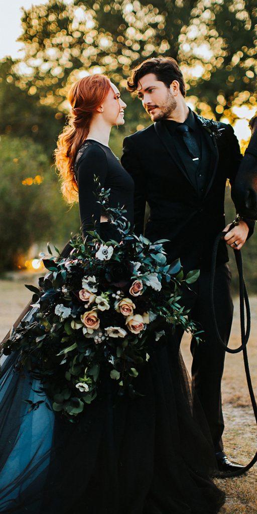 black wedding dresses wih long sleeves tulle skirt ashleymedrano