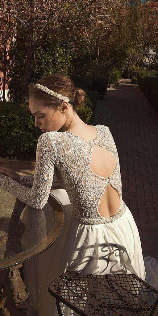 lace back wedding dresses with long sleeves open details solomerav