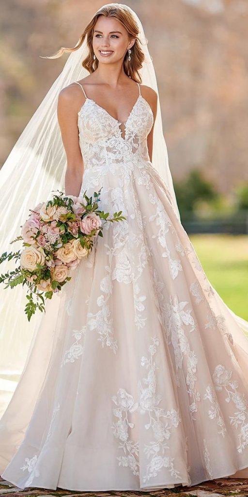 lace beach wedding dresses a line with spaghetti straps blush martinaliana