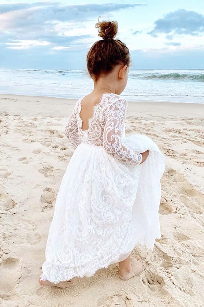 lace flower girl dresses with sleeves v back beach rustic arabellaandrose
