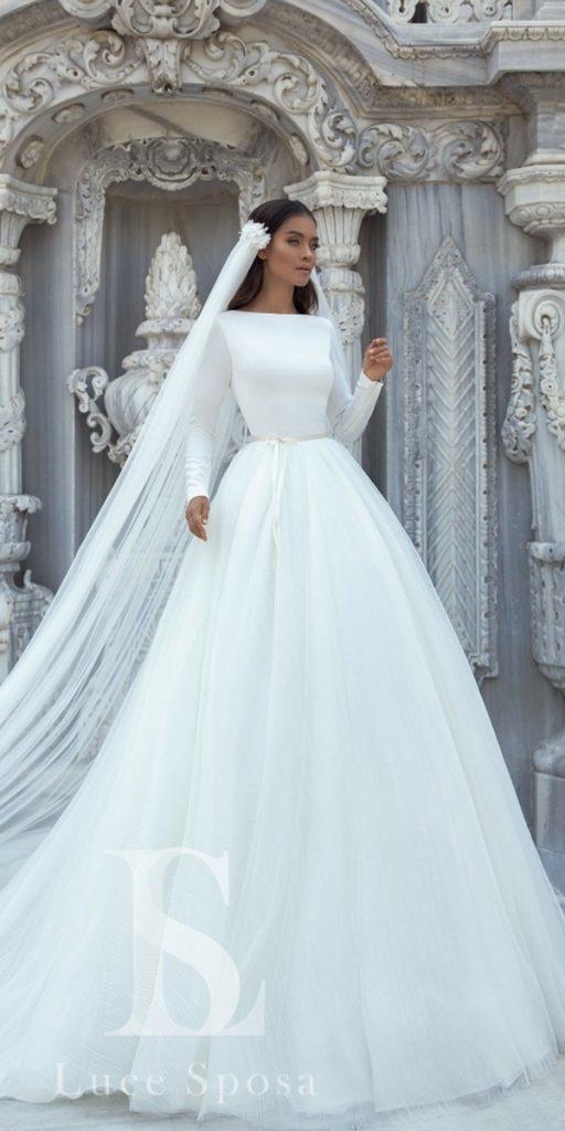 modest wedding dresses with sleeves ball gown simple luse sposa