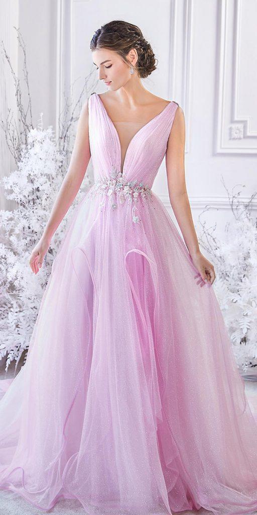 pink wedding dresses simple a line tulle skirt digiobridal
