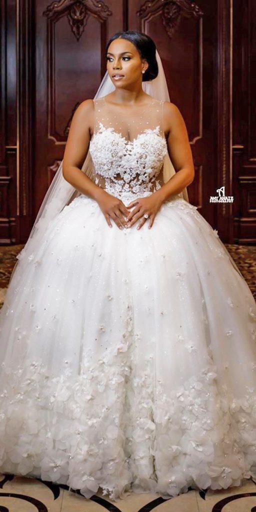 plus size ball gowns wedding dresses illusion neckline floral amyanaizphoto