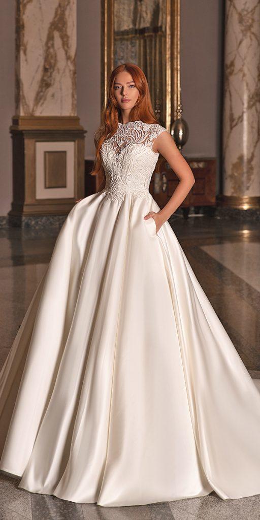 princess wedding dresses ball gown lace top sleveless wona