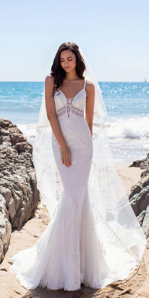 summer wedding dresses mermaid with strraps sweetheart lace pronovias
