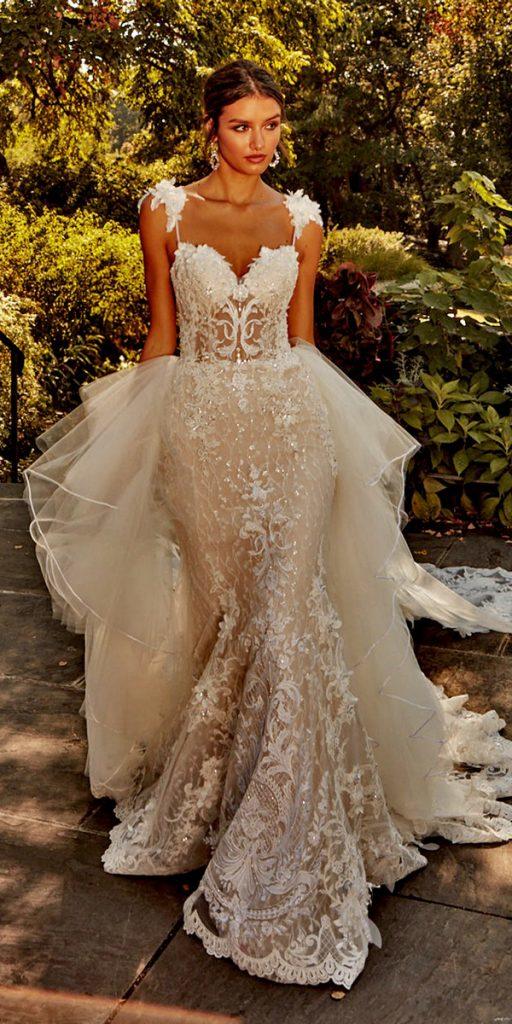 sweetheart mermaid wedding dresses lace sexy with overskirt eveofmilady