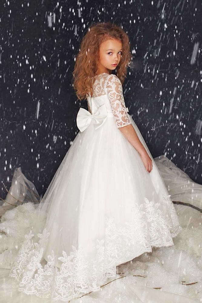 vintage flower girl dresses with three quote sleeves lace petiteadele