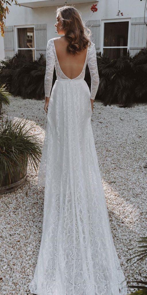 wedding dresses with lace sleeves a line low back with train grace loves lace