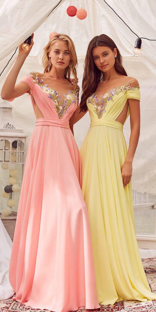 wedding party dresses long off the shoulder floral beach tatianakaplun