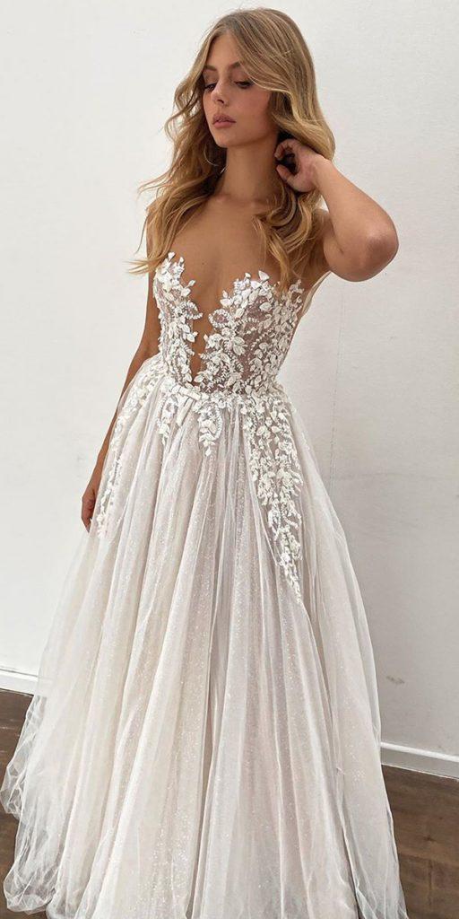 beach wedding dresses a line strapless neckline lace berta