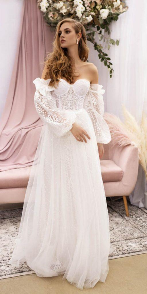 beach wedding dresses a line sweetheart strapless neckline with sleeves dream and dress
