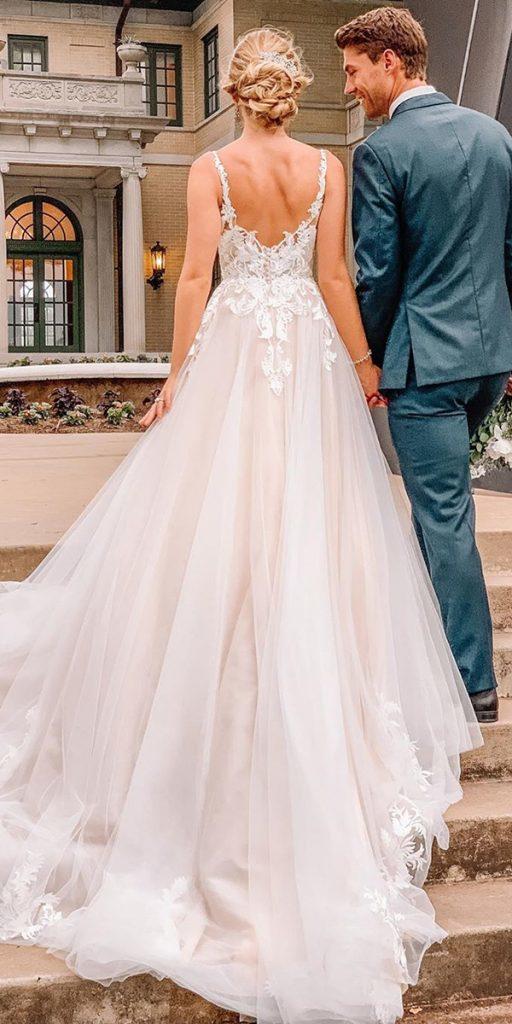 beach wedding dresses a line with spaghetti straps rustic blush missstellayork