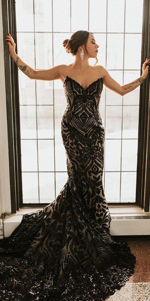 black wedding dresses sheat sweetheart neckline with white casablancabridal
