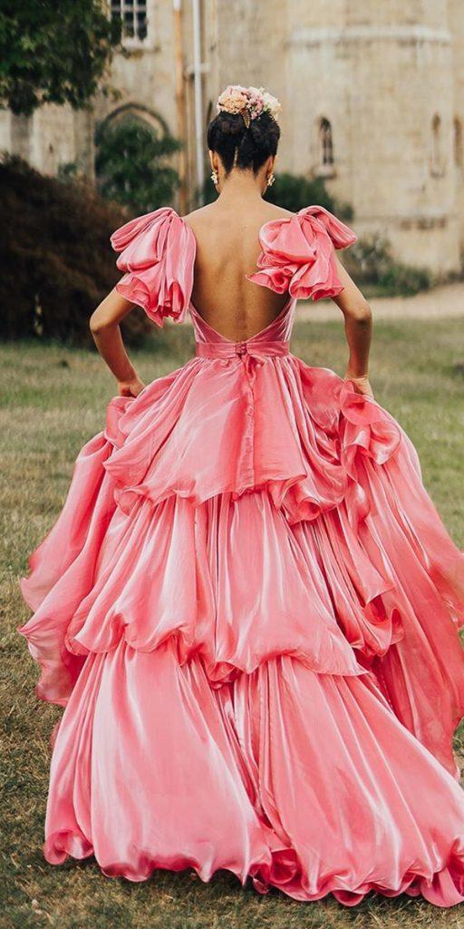 colored wedding dresses ball gown with cap sleeves pink simple rebeccacarpenterphotography