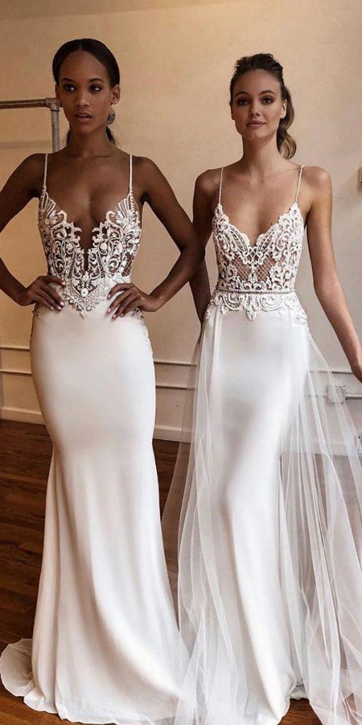 destination wedding dresses with spaghetti straps lace top beach berta