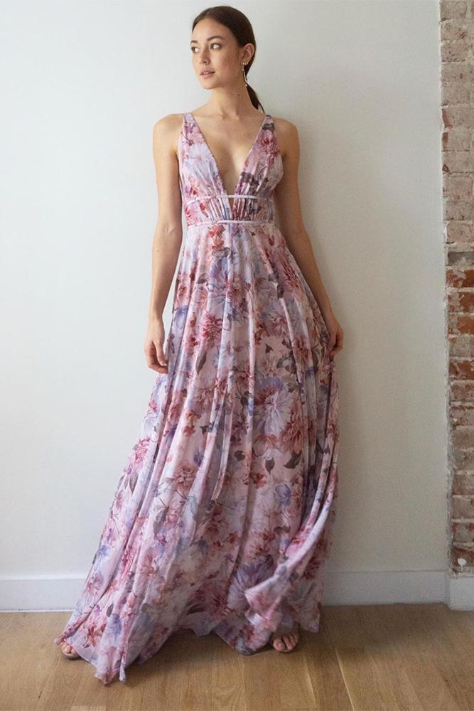 floral bridesmaid dresses v neckline long summer jennyyoonyc