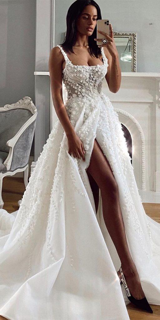 square top wedding dress