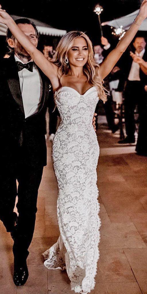 lace bridal gowns sheath sweetheart strapless neckline beach sexy tali photography