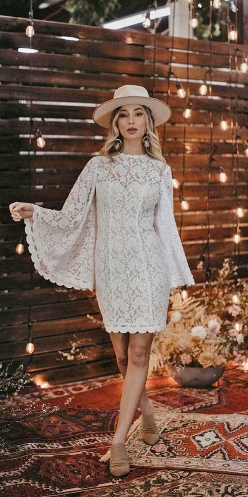 lace short wedding dresses with long sleeves rustic country dreamersandlovers