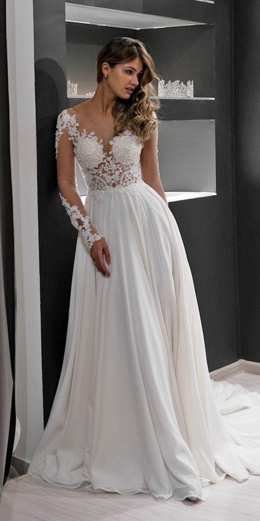 long sleeve wedding dresses with lace sweetheart a line olivia bottega